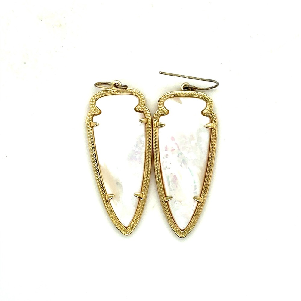 Kendra Scott Skylar Earrings Gold Mother‎ of Pearl Arrowhead Drop Earrings